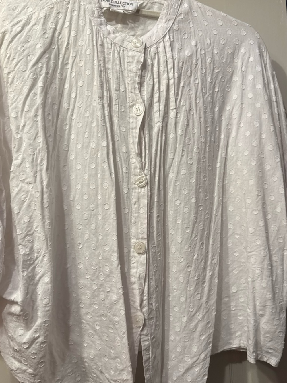Emerson Fry White Swiss Dot Button-Front Blouse